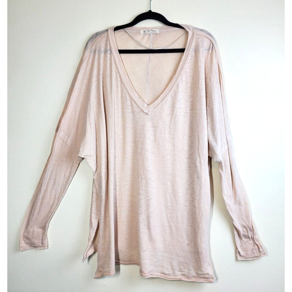 Free People Womens Medium Top ON MY MIND V-NECK oversized Tunic Long Sleeve - Picture 11 of 12